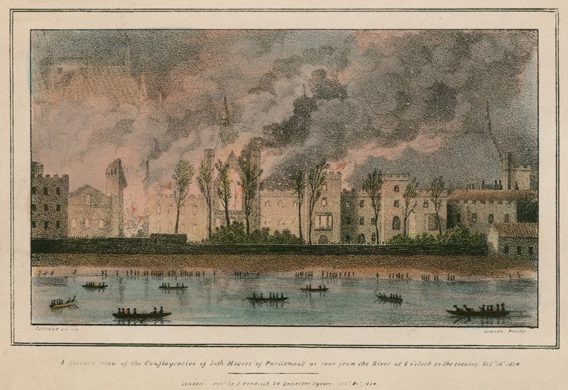 The Conflagration of Both Houses of Parliament as Seen from the River at 8 O