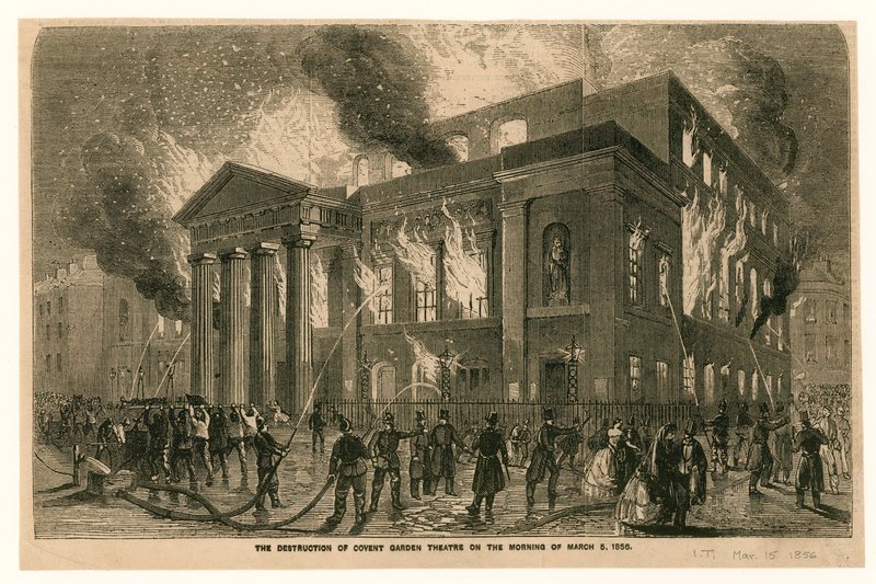 The destruction of Covent Garden Theatre, London, on the morning of 5 March 1856 by English School