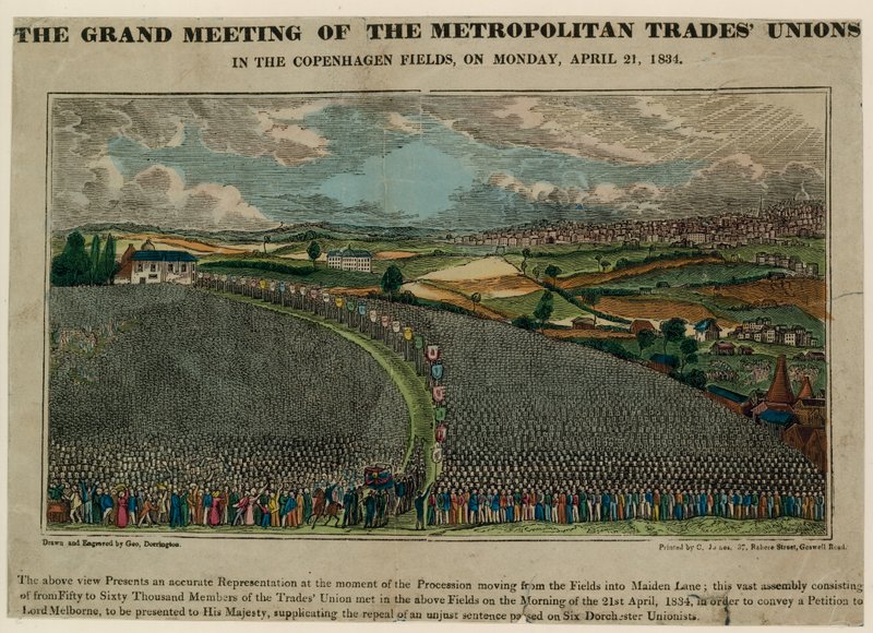 The Grand Meeting of the Metropolitan Trades Unions in the Copenhagen Fields, 21 April 1834 by English School