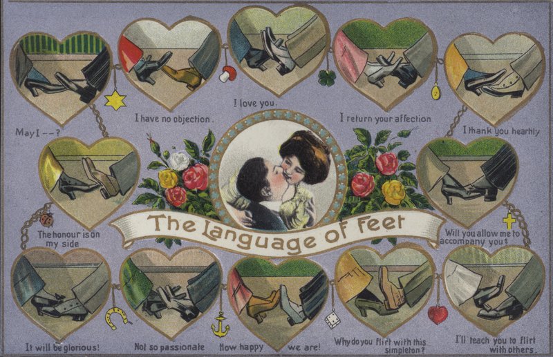 The language of feet, flirting by playing footsie by English School