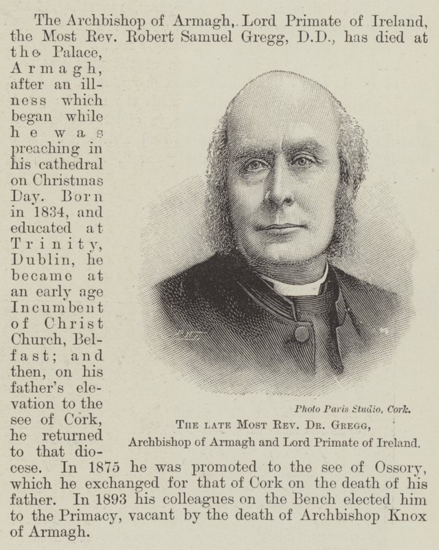 The Late Most Reverend Dr. Gregg, Archbishop of Armagh and Lord Primate of Ireland by English School