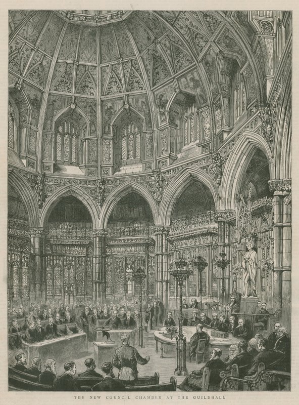 The new council chambers at the Guildhall, London by English School