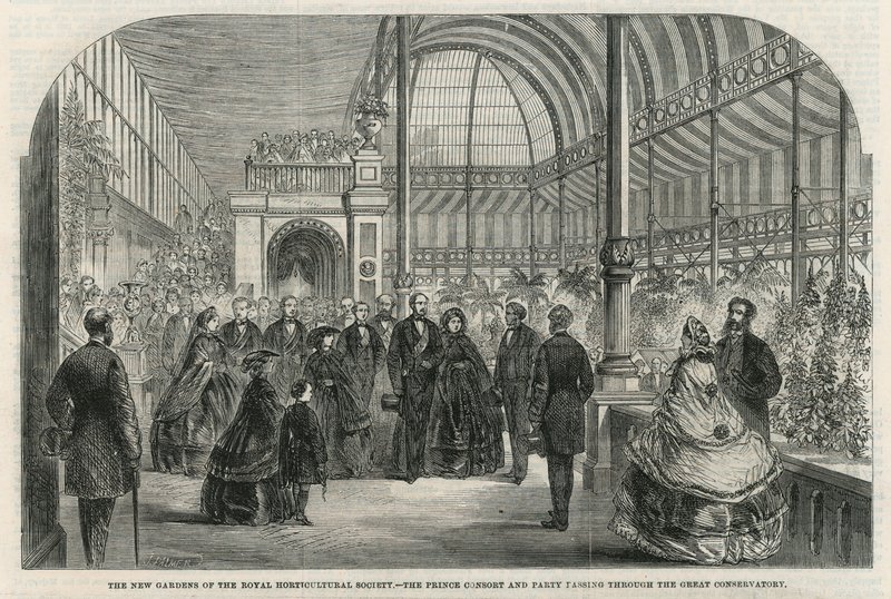 The New Gardens of the Royal Horticultural Society: The Prince Consort and Party Passing Through the Great Conservatory by English School