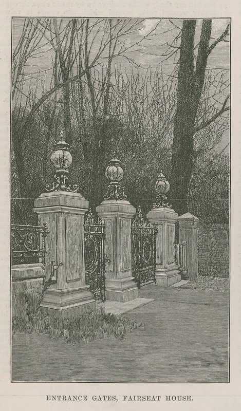 The new public park at Highgate: entrance gates, Fairseat House by English School