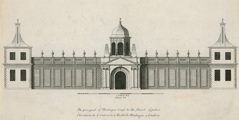 The prospect of Montague House to the street, London by English School