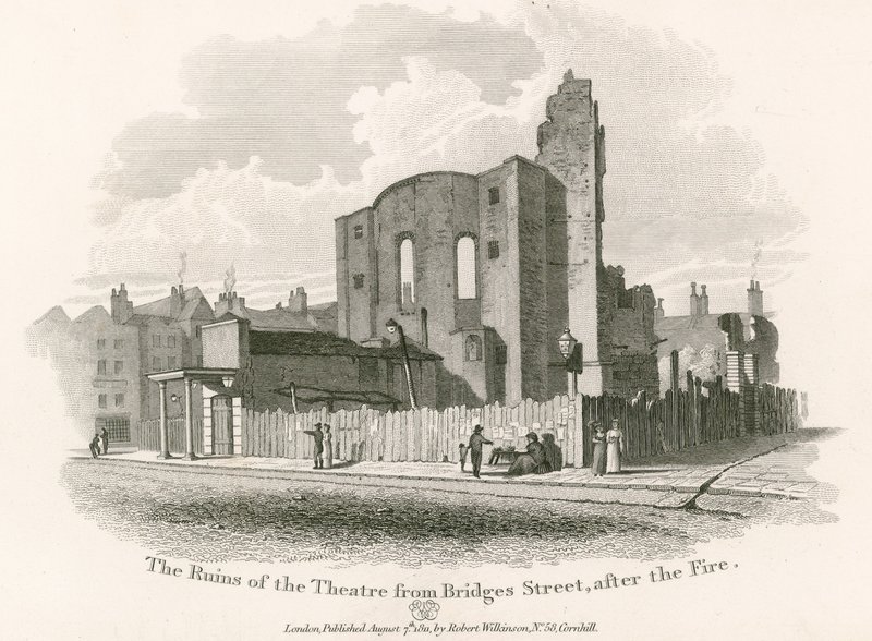The ruins of the Royal Theatre, Drury Lane, from Bridges Street by English School