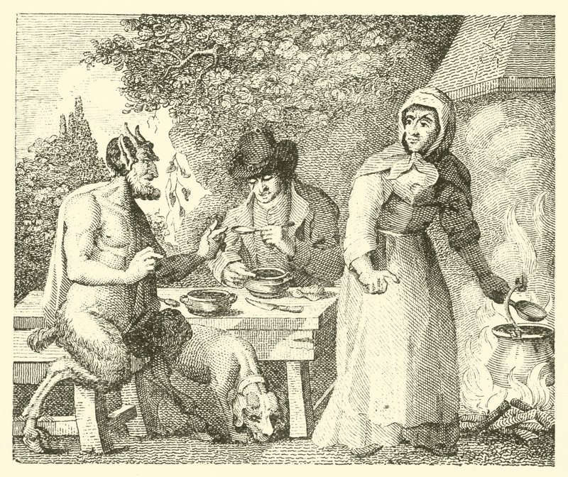 The Satyr and the Traveller by English School