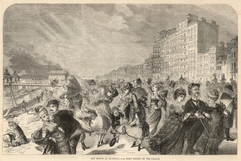 The season at Brighton; A stiff breeze on the Parade by English School