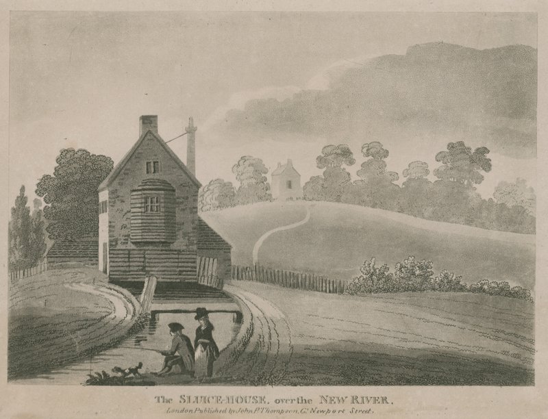 The sluice house over the New River by English School