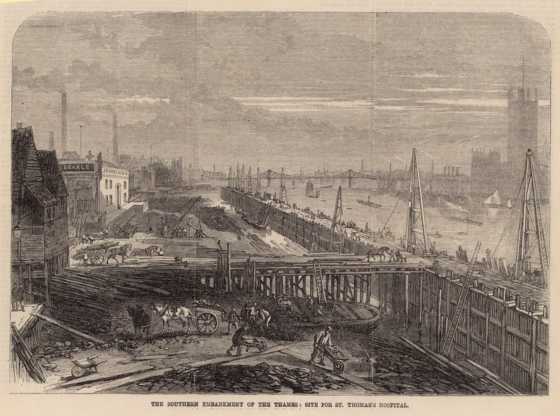 The southern Embankment of the Thames; site for St. Thomas
