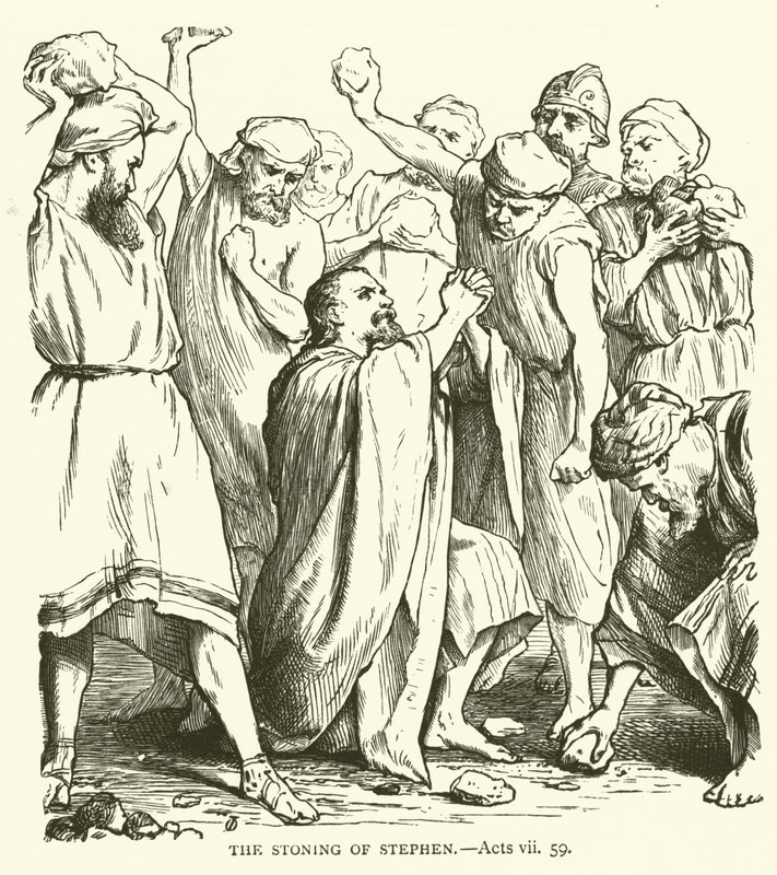 The stoning of Stephen, Acts, vii, 59 by English School