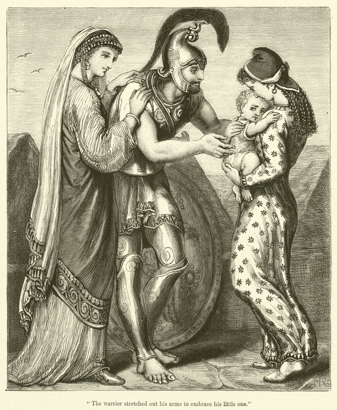 The Warrior Stretched Out His Arms to Embrace His Little One by English School
