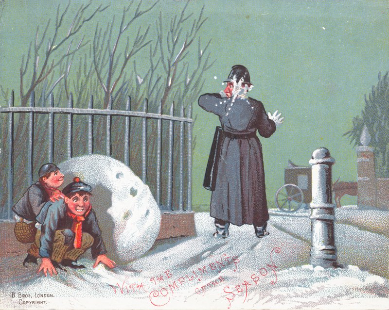 Throwing Snowballs at a Policeman by English School
