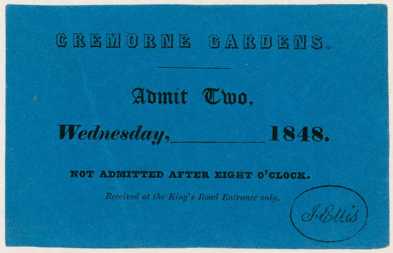 Ticket for Cremorne Gardens, London, 1848 by English School