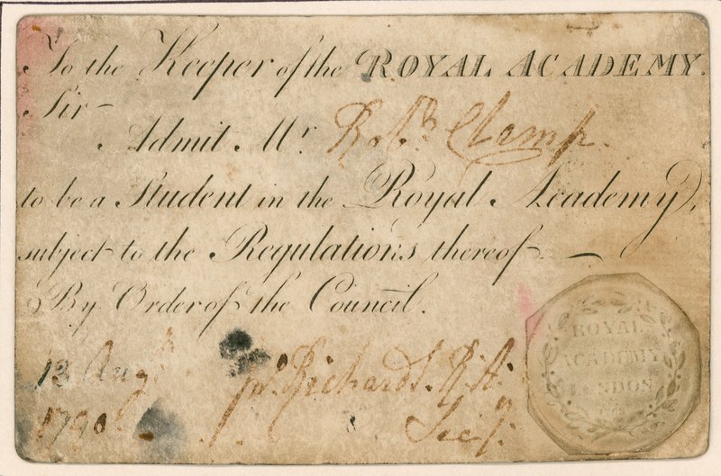 Ticket of Admission for the Royal Academy, London by English School