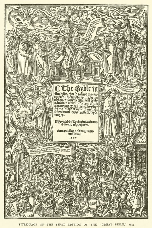 Title-page of the first edition of the Great Bible, 1539 by English School