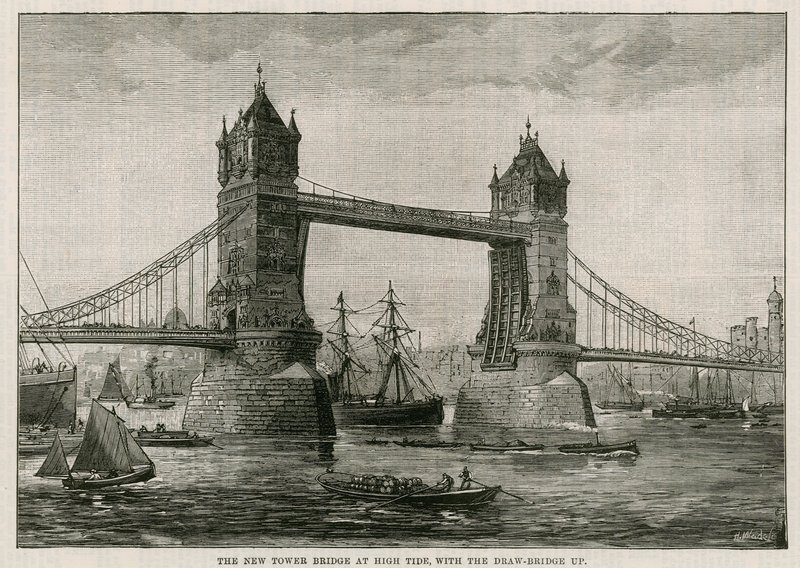 Tower Bridge at High Tide, with the Drawbridge Up by English School