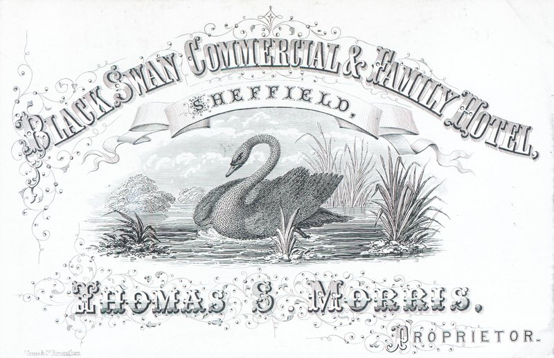 Trade card, Black Swan Commercial & Family Hotel by English School