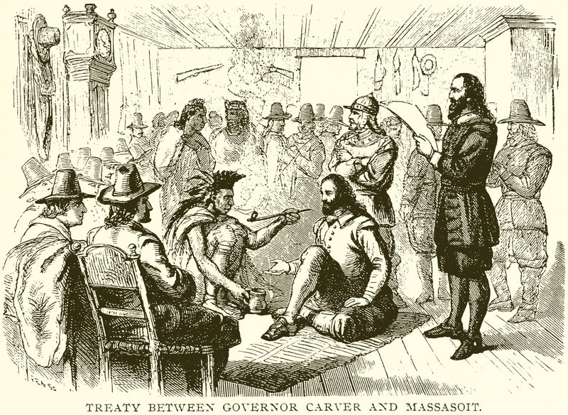 Treaty Between Governor Carver and Massasoit by English School