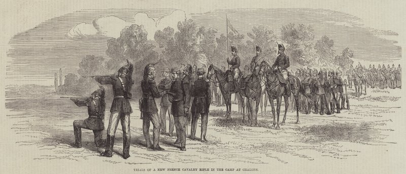 Trials of a New French Cavalry Rifle in the Camp at Chalons by English School