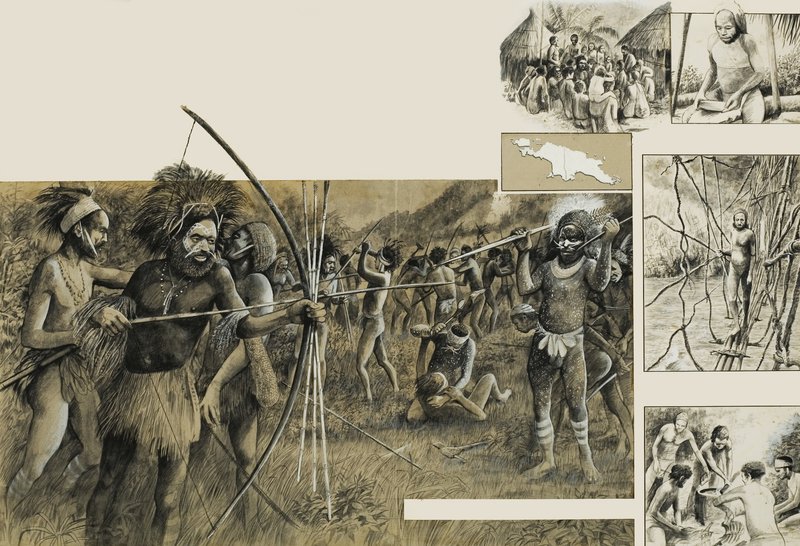 Tribesmen of New Guinea by English School