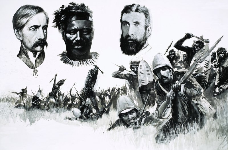 Unidentified British Hunters and Native Warriors by English School