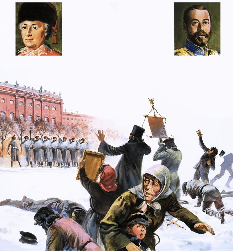 Unidentified Scene from Russian Revolution of 1905 by English School