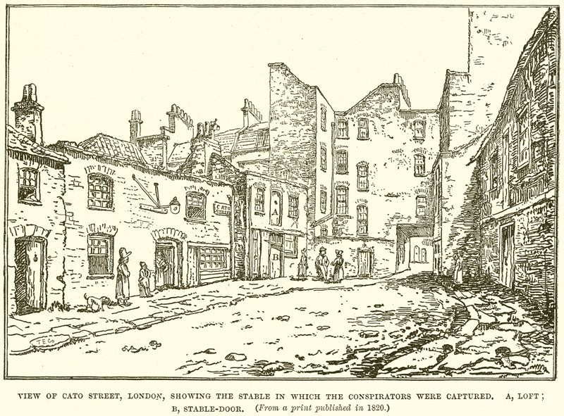 View of Cato Street, London, showing the stable in which the conspirators were captured by English School