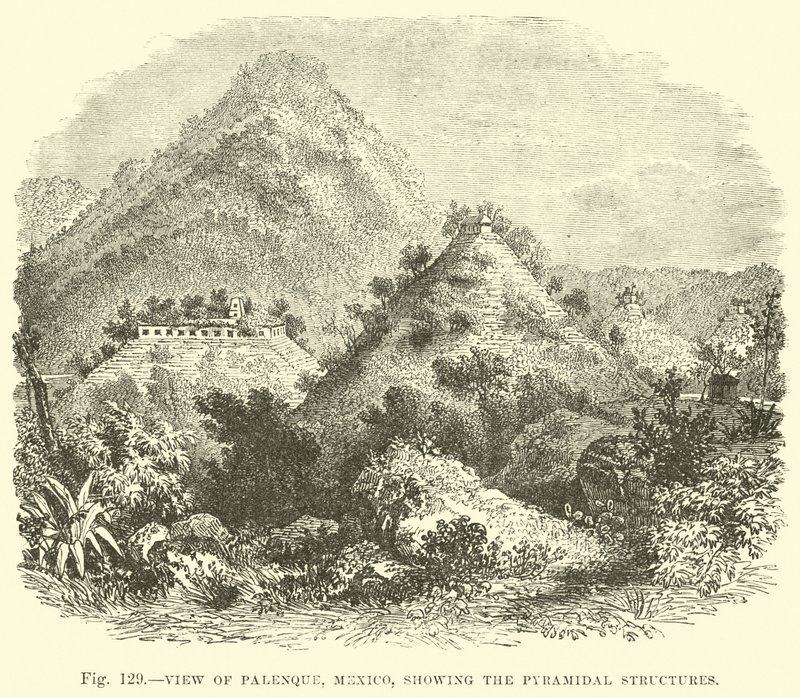 View of Palenque, Mexico, Showing the Pyramidal Structures by English School