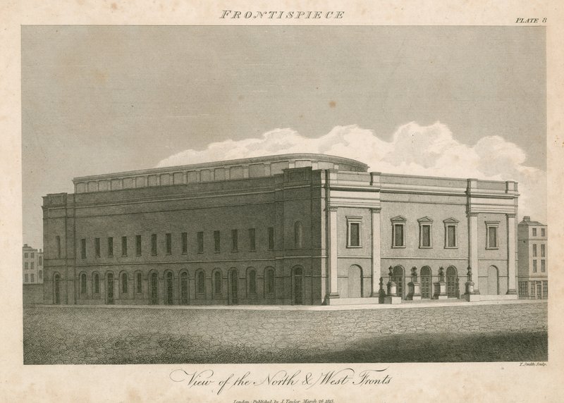 View of the north and west fronts of the Drury Lane Theatre, London by English School