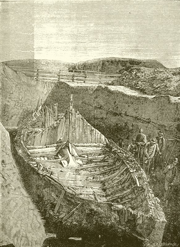 Viking boat, found near Sande Fiord, Norway by English School