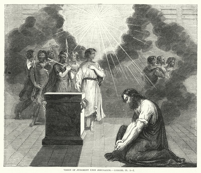 Vision of Judgment upon Jerusalem, Ezekiel IX by English School