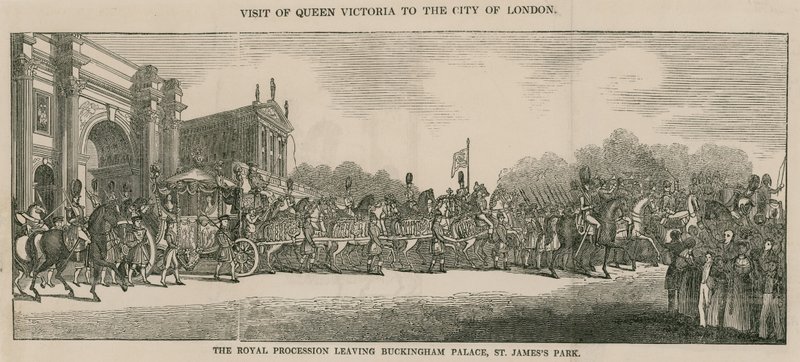 Visit of Queen Victoria to the City of London, Leaving Buckingham Palace by English School