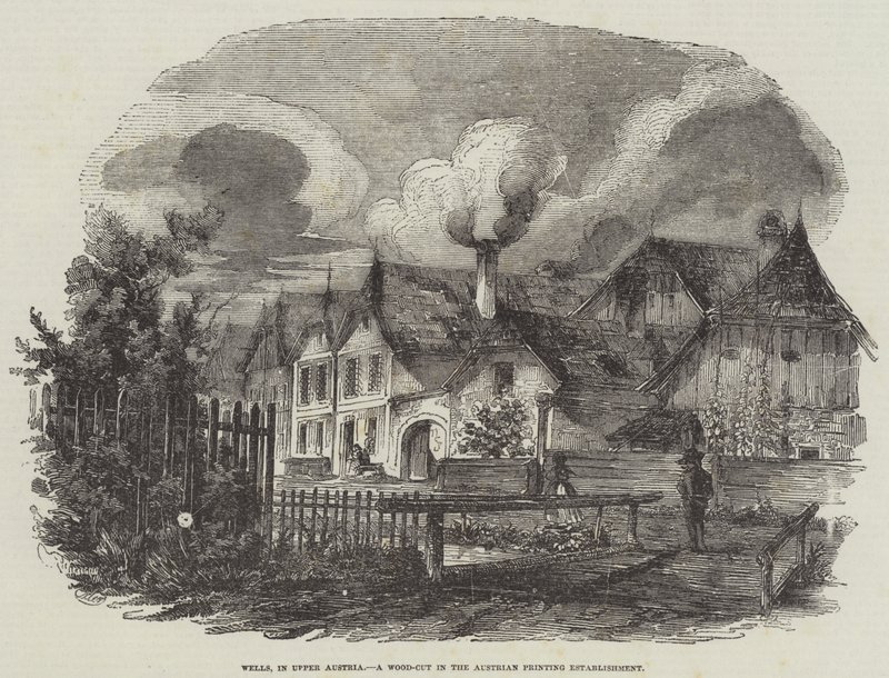 Wells, in Upper Austria, a Wood-Cut in the Austrian Printing Establishment by English School