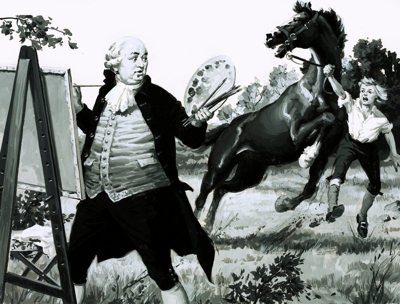 When the Horse Saw Its Portrait, It Reared Up in Fright by English School