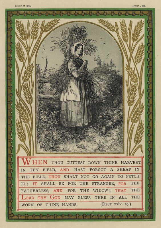 When thou cuttest down thine harvest in thy field, Deuteronomy XXIV by English School