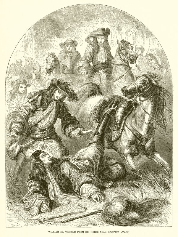 William III Thrown from His Horse Near Hampton Court by English School