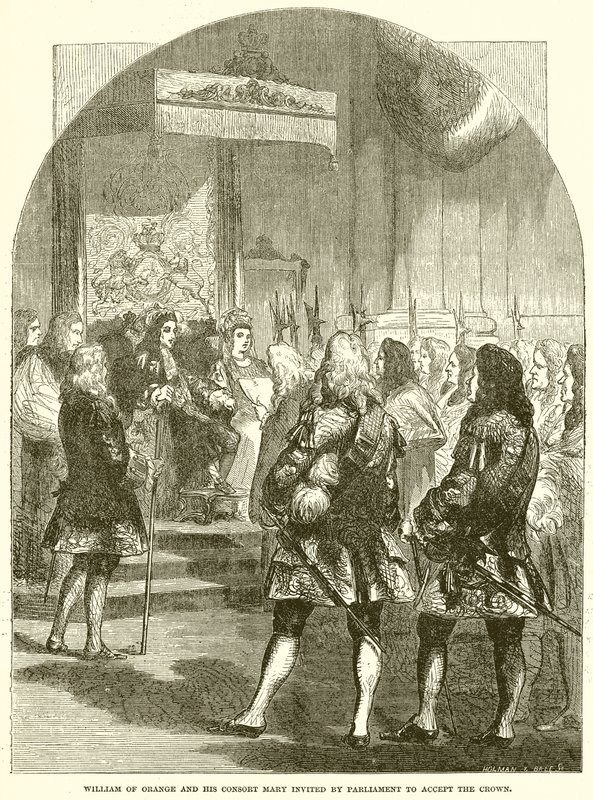William of Orange and His Consort Mary Invited by Parliament to Accept the Crown by English School