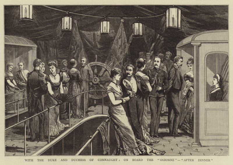 With the Duke and Duchess of Connaught, on Board the "Osborne", "After Dinner" by English School