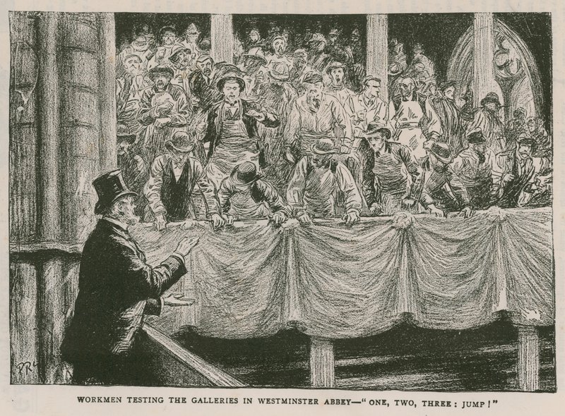 Workmen Testing the Galleries in Westminster Abbey by English School