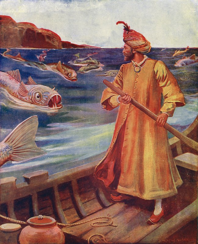 Sindbad sees the Huge Fishes by Enoch Ward