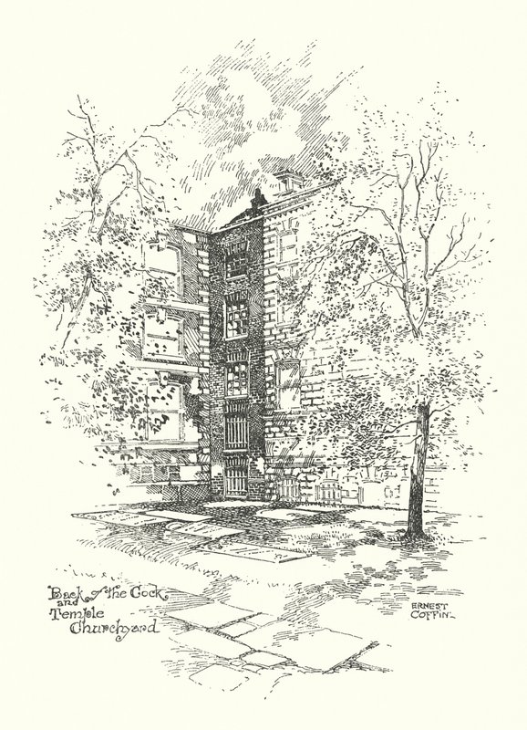 Old London: Back of the Cock and Temple Churchyard by Ernest (after) Coffin