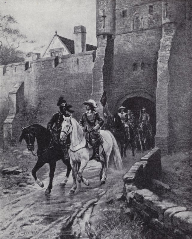 Oliver Cromwell with his army at Bootham Bar, York when Charles II tried to reclaim the throne in 1650 by Ernest (after) Crofts