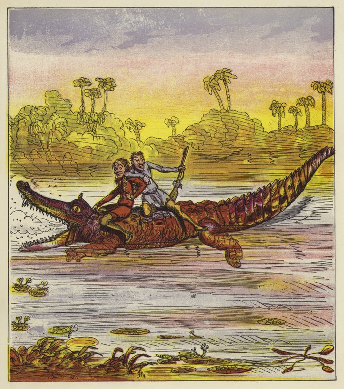 The Brothers Bold Travelling on the Nile by Crocodile by Ernest Henry Griset
