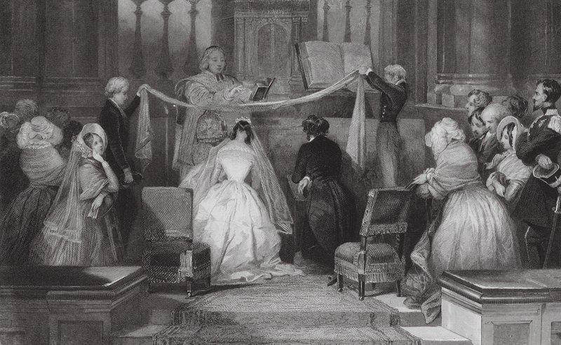 A French Marriage at St Roch, Paris by Eugene Louis (after) Lami