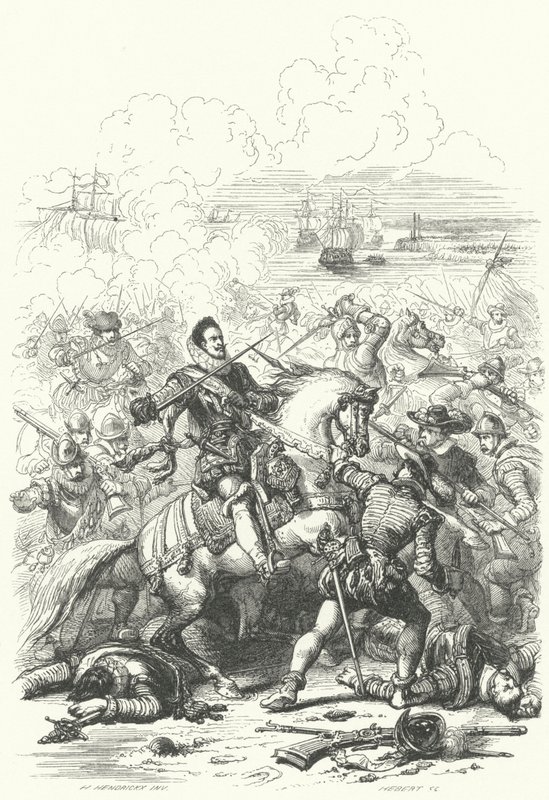 Archduke Albert VII of Austria, Governor of the Spanish Netherlands, at the Battle of Nieuwpoort, 1600 by European School