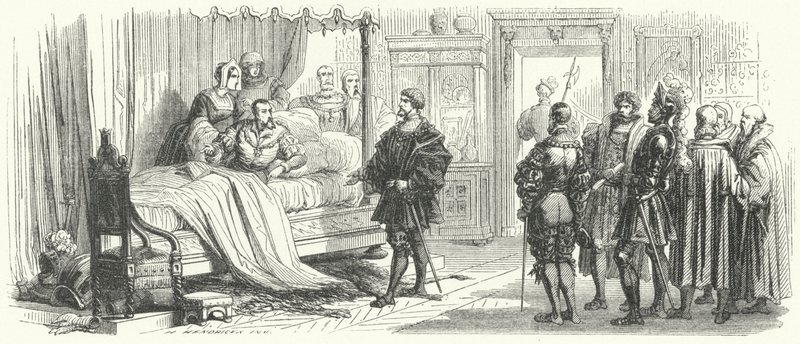 Meeting between the Holy Roman Emperor Charles V and his prisoner, King Francis I of France, in Madrid, 1525 by European School