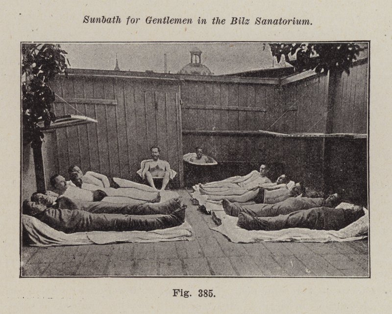 Sunbath for gentlemen in the Bilz Sanatorium by European Photographer