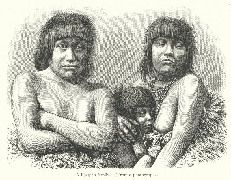 A Fuegian family by European School