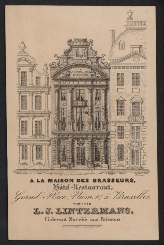 A La Maison Des Brasseurs, Hotel Restaurant, Bruxelles, L J Lintermans by European School
